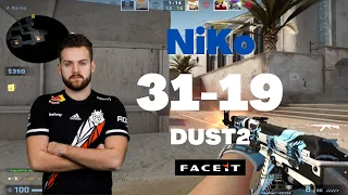 【CSGO POV】NiKo (31-19) (DUST2) FACEIT with m0NESY and Alexsib 2022.07.07