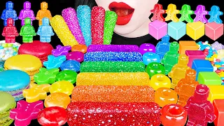 ASMR RAINBOW DESSERTS 무지개 코하쿠토 KOHAKUTO EDIBLE LEGO CUBE CHEESE EATING SOUNDS MUKBANG 레인보우 디저트 먹방