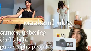 camera unboxing, goodwill haul, and game night prep! | weekend in my life
