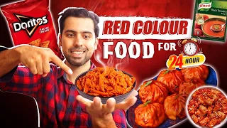 Eating only RED Colour Food For 24 Hours  | Food Challenge | @cravingsandcaloriesvlogs