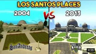 GTA 5 vs GTA San Andreas Los Santos places Evolution 2004 to 2013