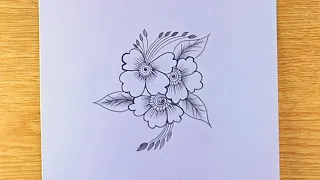 Flowers drawing easy in pencil | pencil sketch | Pencil drawing | Hoorain, s art