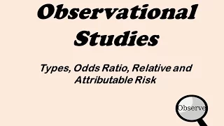 Epidemiology: Observational Study Types, Odds Ratio, Relative Risk, Attributable Risk
