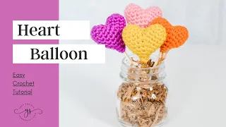 How To Crochet An Amigurumi Heart Balloon | Crochet Heart On A Stick | CROCHET FOR BEGINNERS