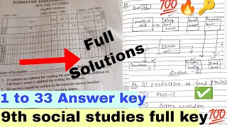 🔥Full Answer key 9th social studies sa2 question paper 2023💯9th social studies full answer key