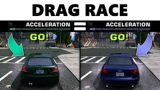 A3 VS A4, SAME Acceleration, Stock Cars Drag Race NFS MW