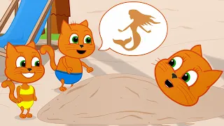 🔴 Cats Family in English - Sand Mermaid Cartoon for Kids