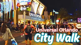 Universal CityWalk Orlando at Night 2024  Walking Tour 4k