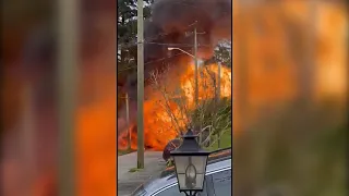 Dramatic video: Car bursts into flames after targeted shooting in B.C.