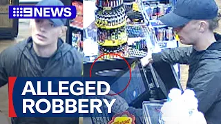 CCTV captures man allegedly pulling knife on store assistant | 9 News Australia