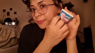 asmr chewing gum, flipping through a book and rambling