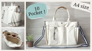 [Pocket with tack for PET bottles!] A4 size ♪ 2way pocket How to make a lot of totes [DIY]