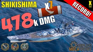 DAMAGE RECORD! Shikishima 7 Kills & 478k Damage | World of Warships Gameplay