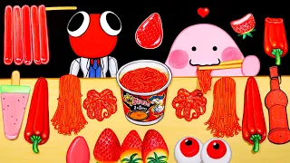 슬라임 핑뀨와 레드의 빨간색 먹방 스톱모션! ASMR STOPMOTION Red Food Mukbang with Rainbow Friends Red & Slime Pinkkyu