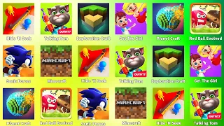 Minecraft,Talking Tom,Red Ball,Planet Craft,Sonic Forces,Exploration Craft,Get The Girl,Hide 'N Seek