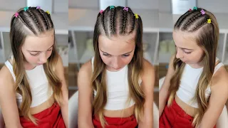 Peinado con trenzas para niñas / Easy braids hairstyle tutorial/ Trenzas pegadas paso a paso