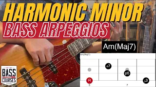 Harmonic Minor Harmonised Arpeggios For Bass Guitar