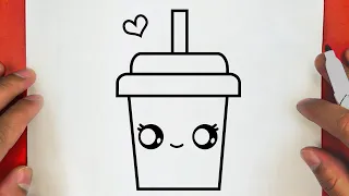 HOW TO DRAW A CUTE DRINK MILK GREEN TEA, STEP BY STEP, Jack drawings