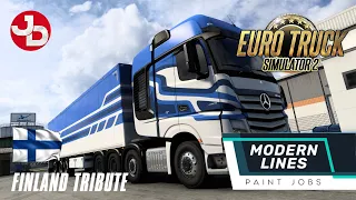 Euro Truck Simulator 2: Modern Lines Paint Jobs Pack & Promods 2.66 - Finland Tribute