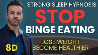 (VERY STRONG) Sleep Hypnosis to Stop Binge Eating - Lose Weight and Become Healthier | Dark Screen