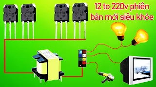 Kích điện 12v lên 220v | how to make inverter 12v to 220v | sáng tạo hay - mỗi ngày