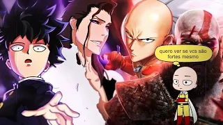 protagonistas de animes e eu reagindo rap saitamavskratos vsmob vs aizen:que é o mais forte sou eu 3