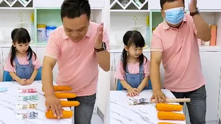 My Daughter Replaced The Carrot With A Rolling Pin, And Dad Was Miserable#fatherlove #cutebaby#funny