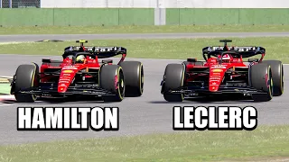 Lewis Hamilton Ferrari SF23 vs Charles Lclerc Ferrari SF23 (next teammates) - Imola GP