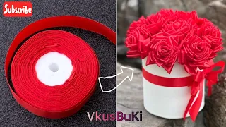 🌹РОЗА из атласной ленты  / Satin ribbon ROSE VkusBuKi