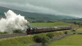 LMS 46115 Rockets towards Aisgill on The Pendle Dalesman 17/8/21.