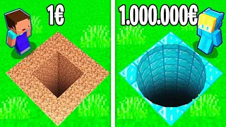 1€ vs 1.000.000€ Minecraft Tunnel Bau Challenge!
