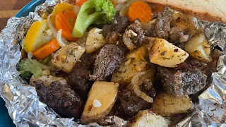 STEAK AND POTATOES  -  VALENTINE'S DAY DINNER FOR TWO   (FOIL PACK NO CLEAN UP MEAL)