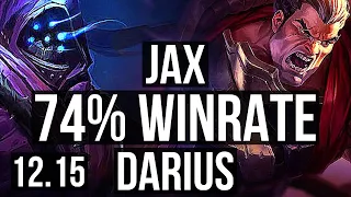 JAX vs DARIUS (TOP) | 74% winrate, 7/1/3, Godlike | EUW Challenger | 12.15