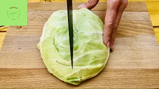 New cabbage salad.  An original salad of plain cabbage. Basil food channel.
