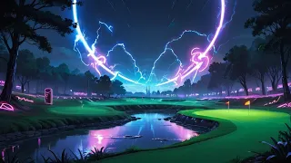 Synthwave Night Golf: Neon Lightning Strikes