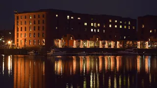 Liverpool waterfront at night time Albert dock