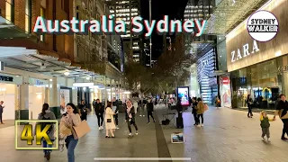 [4K Walk] Evening walking from George St to Central in Australia Sydney  | vlog travel