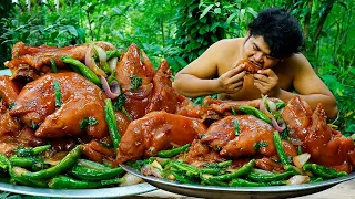 Delicious Hot Green Chili Pork Feet Recipe-Cooking Pork Leg With Hot Green Chili Eating So Delicious