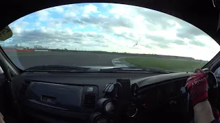 Toyota Supra driving with some MEGA cars on track Silverstone Mission trackday.