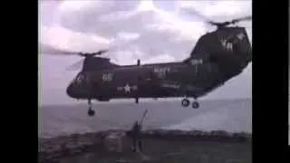 H-46 aerial delivery, hauling bombs for USS Midway 1991 (HC-11 DET-4)