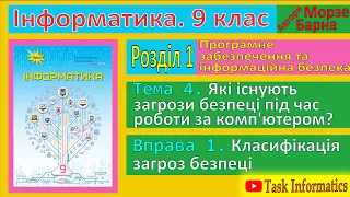 Тема 4. Вправа 1. Класифікація джерел загроз | 9 клас | Морзе