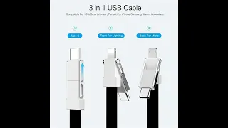 НЕ рабочий но интересный. 3 в 1 USB-кабель Micro USB Type C 8 Pin 3A Mini брелок зарядные кабели