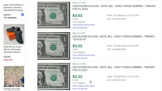Trinary serial numbers on $1 bills and what they sell for