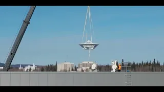 New GINA satellite antenna gets lifted into place at UAF