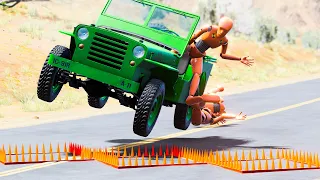 High Speed Spike Strip Car Crashes 😂 #43 - BeamNG Drive | CRASHdriven