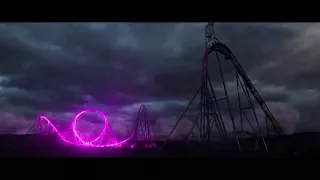 D.C Rivals hypercoaster. On board video Warner Bros Movie World. Gold Coast Australia 25th Jan 2018.