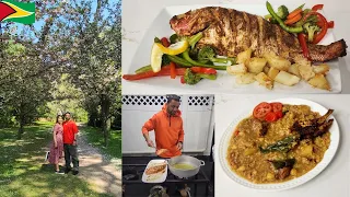 🇬🇾GUYANESE STYLE OVEN BAKED RED SNAPPER, STEAM VEGETABLES, BAKED POTATOES, COOK-UP RICE, MACARONI🇬🇾