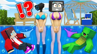 JJ and Mikey STOLE UNDERWEAR a CAMERA WOMAN and TV WOMAN in POOL in Minecraft - Maizen