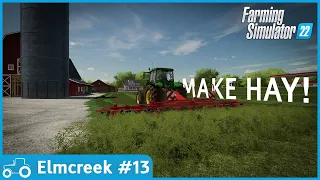 Elmcreek #13 FS22 Timelapse Mowing Our Grass Field For Hay Bales, Cultivating & Fertilizing Work