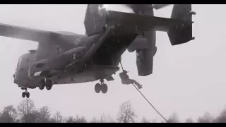 CV-22 Rope Insertion Extraction in Poor Weather *U.S. & Estonian Special Forces